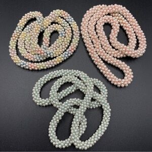 Vintage Crochet Beaded Necklace Set of 3 Kitchy Artisan Made